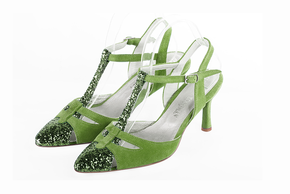 Mint green matching shoes and clutch. View of shoes - Florence KOOIJMAN